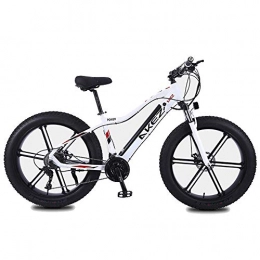JASSXIN vélo JASSXIN Adulte Fat Tire Électrique VTT, Vélos 350W Neige, Portable 10Ah Li-Batterie Plage Cruiser Vélos, Cadre en Alliage D'aluminium Léger, 26 Pouces Roues, Blanc