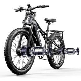 KELKART vélo KELKART GN68 Vélo électrique à Double Moteur, Vélo électrique à Gros Pneus de 26 Pouces pour Adultes avec Batterie au Lithium 48V17, 5AH, Double Suspension, Frein à Disque