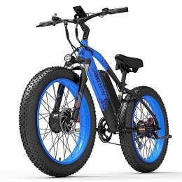 Kinsella Vélos de montagne électriques Kinsella MG740 Plus vélo électrique à Double Moteur avec Batterie au Lithium 48V 20Ah, pneus de 26" x 4" de Large, Suspension Avant Noir + Bleu