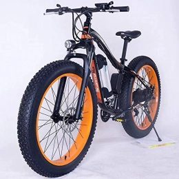 KT Mall vélo KT Mall 26" Electric Mountain Bike 36V 350W 10.4Ah Amovible Au Lithium-ION Rechargeable Fat Tire Neige Vélo Sports Cyclisme Voyage Trajets, Black Orange