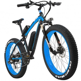 SMLRO vélo Lankeleisi Xf4000 1000 W Fat Pneu Neige Bike E-Bike Vélo électrique avec compteur électrique Compteur de vitesse Odomètre électrique puissant VTT Vélo de montagne 10 Ah, noir / bleu
