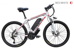 LOO LA Vélos de montagne électriques LOO LA Vlo Electrique 26" e-Bike VTT 48V 350W 10ah Batterie au Lithium de Grande Capacit et Le 21 Vitesses Suspension Complte Premium & Engrenage Shimano, Rouge