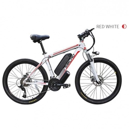 LOO LA vélo LOO LA Vélo de électrique VTT 26" Mode croisière, 48V 350W 10ah Batterie au Lithium de Amovible Grande Capacité et Le 21 Vitesses, système de Transmission Professionnel, White Red