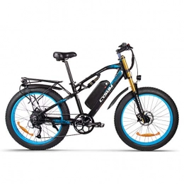 RICH BIT Vélos de montagne électriques M900 vélo électrique 1000W VTT 26 * 4 Pouces Gros pneus vélos 9 Vitesses Ebikes pour Adultes avec Batterie 17Ah (Bleu)