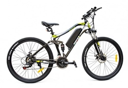 Genérico vélo Mountain Bike Vélo électrique à double amortisseur, VTT 27, 5 Madics CD15, 250 W, 36 V, batterie Samsung noir vert