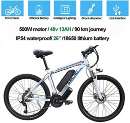 MRXW Vélos de montagne électriques MRXW des vélos électriques pour Adultes, étanche IP54 Alliage d'aluminium 500W 1000W vélo Ebike Amovible 48V / 13Ah Montagne Batterie Lithium-ION vélo / Commute Ebike, Blanc Bleu, 500W