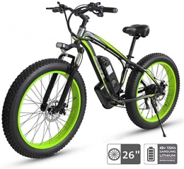 FansQ vélo New Vélo de Montagne électrique, 48V électrique Vélo électrique VTT, 26 '' Fat Tire E-Bike 21 Plage Cruiser Hommes Sport VTT Suspension Avant 350W Roue arrière Moteur (Color : Green)
