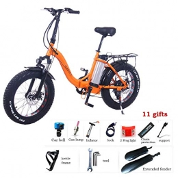 Zhixing vélo Pliant Vélo Électrique de Montagne E-vélo Fat Snow Bike 4.0 VTT de 20 Pouces Batterie au Lithium Détachable 48V 12Ah Shimano 7V Tableau de Bord LCD Freins a Disque Intelligent vélo électrique, Orange