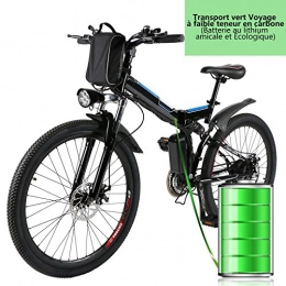 Profun vélo Profun Vélo de Montagne électrique 27.5 / 26 / 20 Pouces 350W / 250W avec Shimano 24 / 21 / 7 Vitesse E-VTT avec Batterie au Lithium Amovible 36 V 10.4Ah / 36V 8Ah pour Hommes Femmes (26'' Noir Pliable)