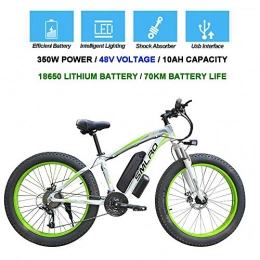 QDWRF Vélos de montagne électriques QDWRF Fat Vélo de Montagne électrique, 26 Pouces électrique vélo de Montagne 4.0 Fat Tire Neige Bike 350W Fort Puissance 48V Batterie Lithium, 21 Vitesses, Jusqu’à 35km / h C
