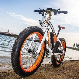 RICH BIT vélo RICH BIT Vélo électrique Homme 26 Pouces, 48V 17Ah Batterie Lithium-ION Fat Bike Ebike, VTT électrique Adulte avec Porte-Bagages arrière, Sac, rétroviseurs (Orange)