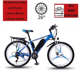 SHJC vélo SHJC Vélo de Montagne Électrique, Vélo de Ville électrique 26''350WPédale Assistée Lithium-ION Battery, pour Adulte Femme / Homme Commute Ebike, Black Blue, B 10ah