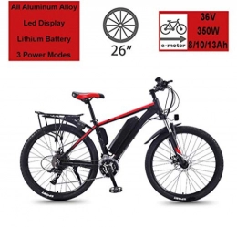 SHJC vélo SHJC Vélo de Montagne Électrique, Vélo de Ville électrique 26''350WPédale Assistée Lithium-ION Battery, pour Adulte Femme / Homme Commute Ebike, Black Red, A 10ah