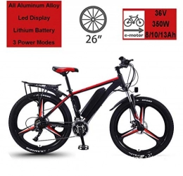 SHJC vélo SHJC Vélo de Montagne Électrique, Vélo de Ville électrique 26''350WPédale Assistée Lithium-ION Battery, pour Adulte Femme / Homme Commute Ebike, Black Red, B 13ah