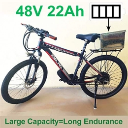 SMLRO vélo SMLRO 26" vlo lectrique Batterie au Lithium 48V 500W, vlo lectrique de 27 Vitesses, vlo de Montagne, adoptent des Freins Disque d'huile (22Ah Black Red)
