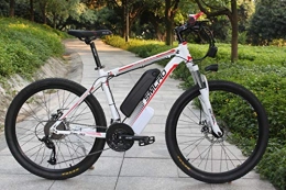 SMLRO vélo SMLRO Vélo de Montagne électrique, vélo électrique 1000W 26 '' avec Batterie Amovible au Lithium-ION 48V 15 AH Shimano 27 Vitesses (Blanc-Rouge)