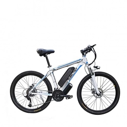 UNOIF Vélos de montagne électriques UNOIF Vélo électrique électrique VTT, 26" Electric City Ebike vélo avec 350W brushless arrière Moteur pour Adultes, 48V / 13Ah Amovible Batterie au Lithium, White Blue