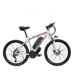 UNOIF Vélos de montagne électriques UNOIF Vélo électrique électrique VTT, 26" Electric City Ebike vélo avec 350W brushless arrière Moteur pour Adultes, 48V / 13Ah Amovible Batterie au Lithium, White Red
