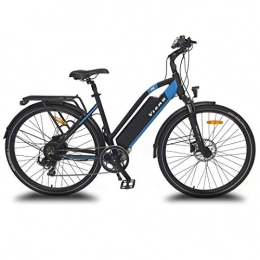 URBANBIKER Vélos de montagne électriques URBANBIKER vélo électrique VTC VIENA (Bleu 28"), Batterie Lithium-ION Cellules Samsung 840Wh (48V et 17, 5Ah), Moteur 350W, 28 Pouces, Freins hydraulique Shimano.
