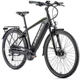 Leaderfox Vélos de montagne électriques Velo Electrique-VAE City Leader Fox 28'' Sandy 2021 Homme Moteur Roue AR bafang 36v 250w 15ah alu Noir Mat-Vert 7v (17, 5'' - h45cm - Taille m - pour Adulte de 168cm à 178cm)