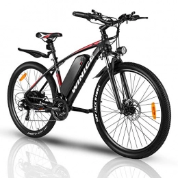 Vivi vélo VIVI Vélo Électrique Adulte Vélo de Montagne 27.5" avec Moteur 350W, Batterie 36V / 10.4Ah / 10.4Ah Amovible / Engrenages 21 Vitesses / 32km / h / Kilométrage de Recharge Jusqu'à 40km (Rouge et Blanc)