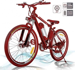 Hesyovy vélo vélo de Montagne à Batterie au Lithium 36V 250W 8A, vélo électrique de Grande capacité de 25 Pouces avec Batterie au Lithium et Chargeur, Système de Transmission à 21 Vitesses, 22-30 km / h
