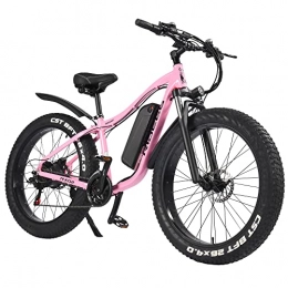 ride66 Vélos de montagne électriques Vélo Électrique VTT Montagne E-Bike pour Homme Femme, 26 * 4.0 Pouces Fat Bike 48V 16Ah Batterie de Haute qualité (Rose)