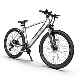 A Dece Oasis vélo Vélo électrique ADO D30C 27, 5" - Conforme à l'UE - 25 km / h - Vélo avec Fourche de Suspension VTT - Batterie 36 V 10, 4 Ah - Moteur 250 W - Shimano 9 Vitesses - Endurance 90 km / h - Argent