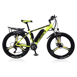 AKEZ vélo Vélo électrique de 26" pour adultes, VTT, homme, alliage de magnésium, vélo tout-terrain, 36 V 13 Ah Batterie lithium-ion remplaçable pour vélo électrique (jaune)