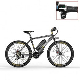 LANKELEISI vélo Vélo électrique de RS600 700C, batterie de 36V 20Ah, frein à disque des deux, cadre d'alliage d'aluminium, endurance jusqu'à 70km, 20-35km / h, vélo de route. (Grey-LED, Plus 1 batterie de rechange)