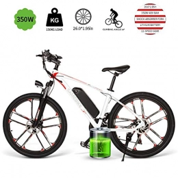 LOO LA Vélos de montagne électriques Vélo électrique Pliant avec Phare LED, 26 Pouces 25 km / h vélo Ville / Trekking / VTT Batterie au Lithium 350w 48v 8ah 21 Vitesses Frein à Disque Hommes Femmes Adultes, Blanc
