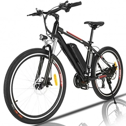 TTKU vélo Vélo électrique, Professionnel Shimano 21 Vitesses, Roues de 26", Aluminium, Batterie au Lithium Amovible 36 V 12.5 Ah, vélo Mixte Adulte (Noir-Rouge)