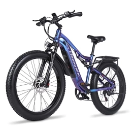 Shengmilo vélo Vélo électrique Shengmilo, vélos électriques Fat Tire 26" pour Adultes, VTT électrique à Suspension complète avec Cadre en Alliage d'aluminium, Batterie intégrée LG 48 V, NEW-MX03