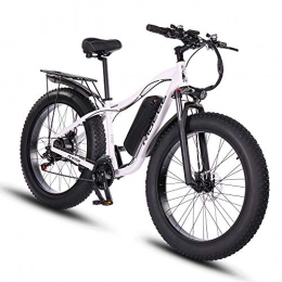 ride66 Vélos de montagne électriques Vélos électriques VTT pour Homme et Femme, Fat Bike Electrique 26 Pouces 48V 1000W 16Ah Montagne Ebike (Blanc)