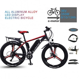 YRXWAN vélo YRXWAN 26 '' Vélo électrique en Alliage d'aluminium matériel électrique vélo de Montagne 36V 350W Batterie au Lithium-ION Amovible Vélo, Noir, 13AH80KM