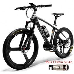 ZJGZDCP vélo ZJGZDCP 26 « » Cadre vélo électrique en Fibre de Carbone 300W Mountain Bikes Système capteur de Couple pétrole et de gaz verrouillables Suspension Fork Adulte vélo E-Bike