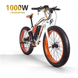 ZLZNX vélo ZLZNX Fat Tire Electric Bike Mountain Bike 26"E-Bike avec Batterie Au Lithium 48v 16ah / 1000w Et VLo Lectrique Frein Hydraulique Disque Suspension ComplTe 21 Vitesses, Orange