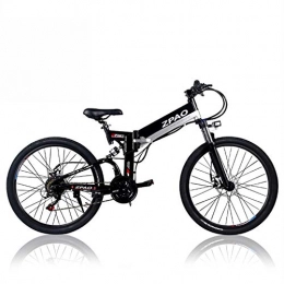 ZPAO vélo ZPAO KB26 Vélo électrique Pliant de 26 Pouces, Batterie au Lithium de 48V 10.4Ah, Vélo de Montagne 350W, Assistance de pédale de 5 Niveaux, Fourche à Suspension (Roue à Rayons Noire)